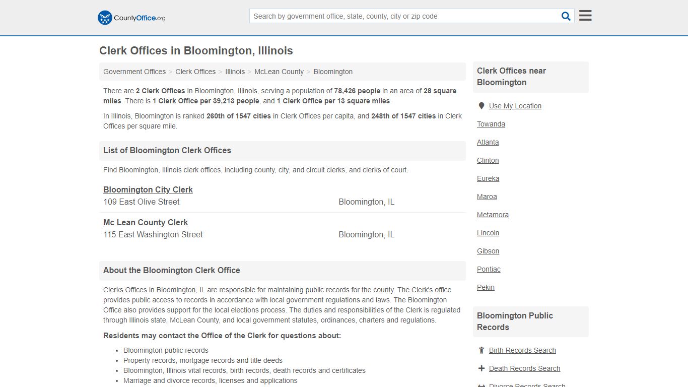 Clerk Offices - Bloomington, IL (County & Court Records)